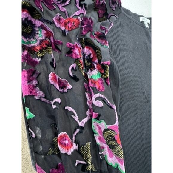 "CATO" Stunning Black Stretch Blouse,Velvet Burnout ,Sheer,Puff Sleeves,SZ 22/24 - Picture 5 of 10